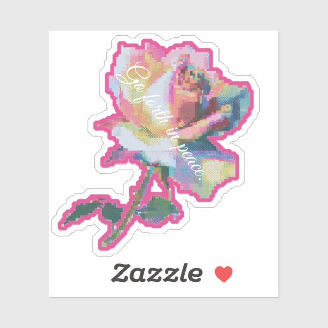Sticker Conception d'autocollant Fleur Rose Pixel Glitch (Feuille)