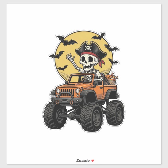 Sticker Conception de camion monstre squelette pirate Hall (Feuille)