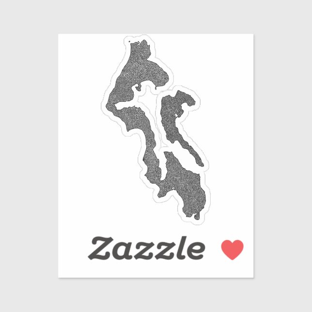 Sticker Conception de carte du comté d'Island de Whidbey I (Feuille)