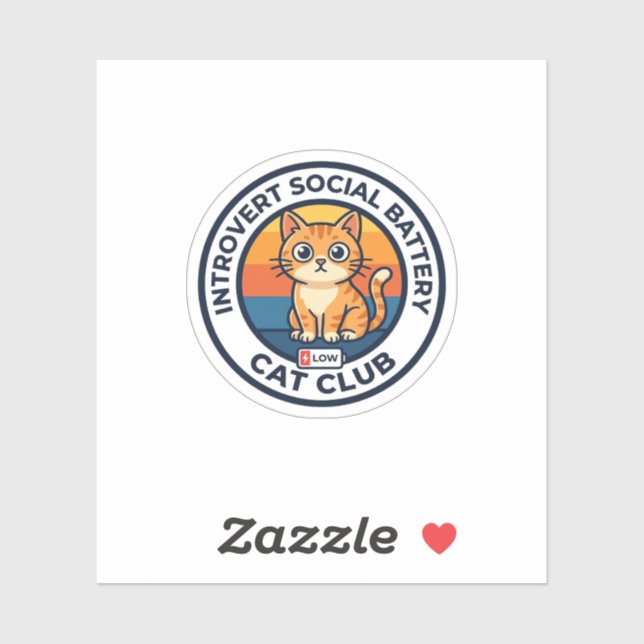 Sticker Conception de chat de batterie sociale introverti  (Feuille)