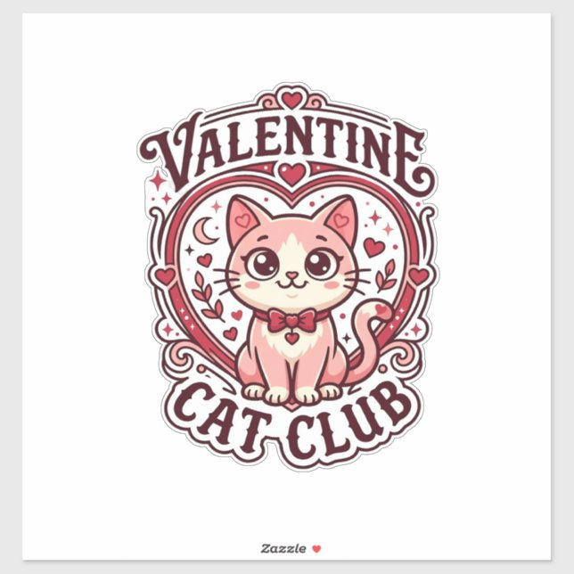 Sticker Conception de chat drôle de la Saint-Valentin - Ch (Feuille)