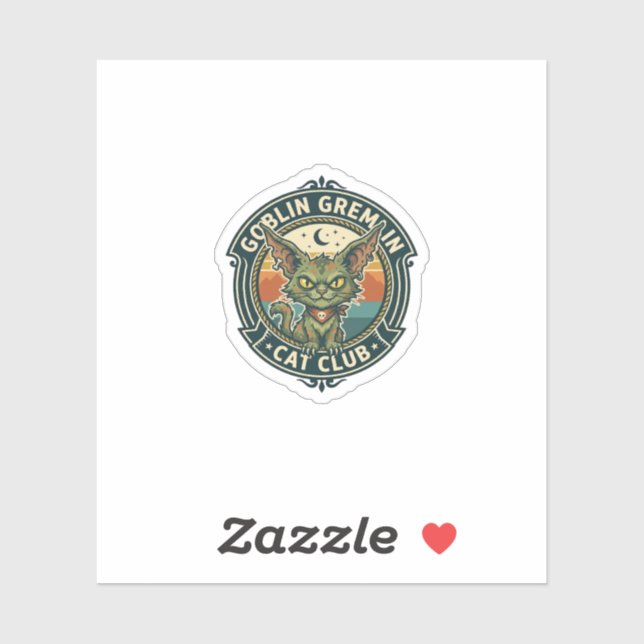 Sticker Conception de chat mignon de lutin gremlin - Gobel (Feuille)