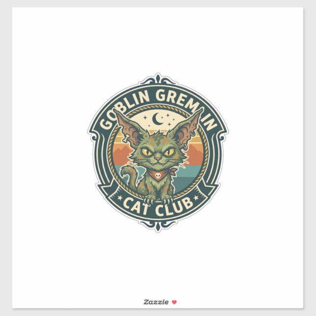 Sticker Conception de chat mignon de lutin gremlin - Gobel (Feuille)