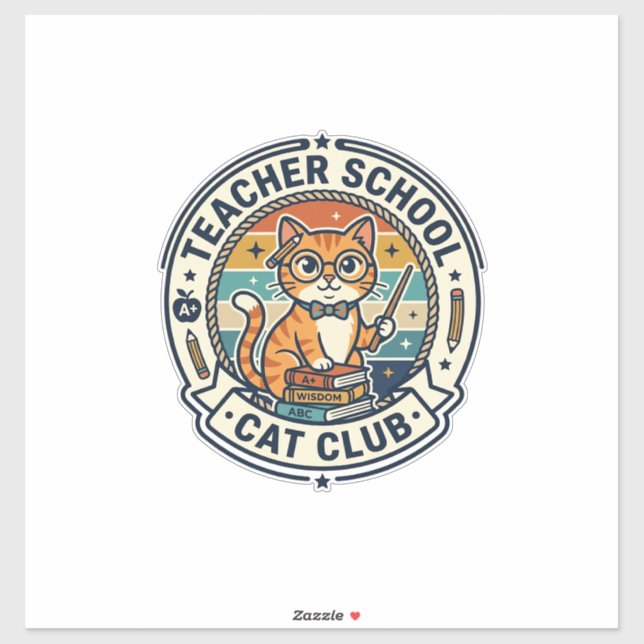 Sticker Conception de chat mignon de professeur d'école -  (Feuille)