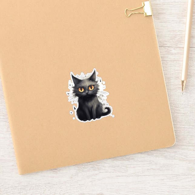 Sticker Conception de chat noir mignon mais effrayant (Carnet)