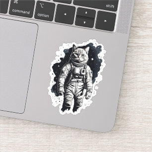 Sticker Conception de chat par astronaute d'encre noire