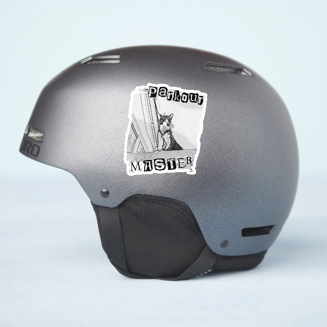 Sticker Conception de chat punk drôle maître de parkour ép (Côté casque)