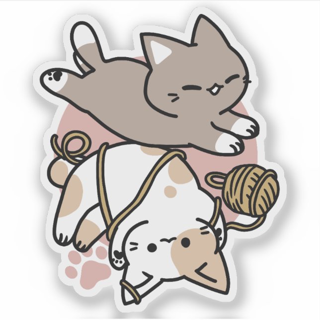 Sticker Conception de chats mignons et joueurs – Art de pa (Devant)