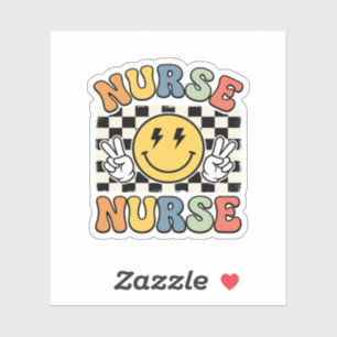 Sticker Conception de chemise à carreaux Smiley d'infirmiè