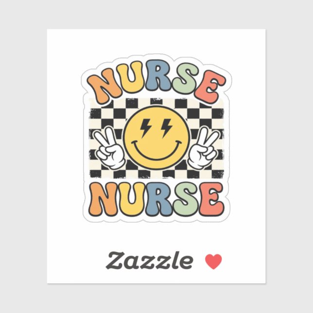 Sticker Conception de chemise à carreaux Smiley d'infirmiè (Feuille)