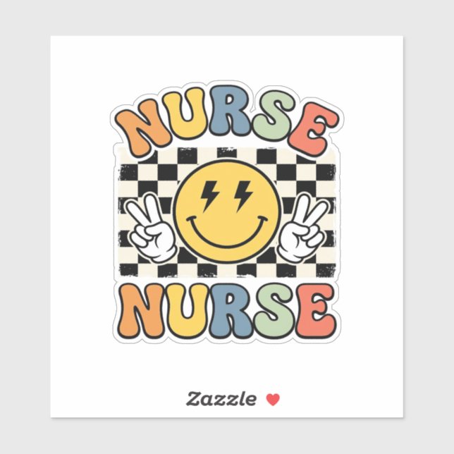 Sticker Conception de chemise à carreaux smiley d'infirmiè (Feuille)