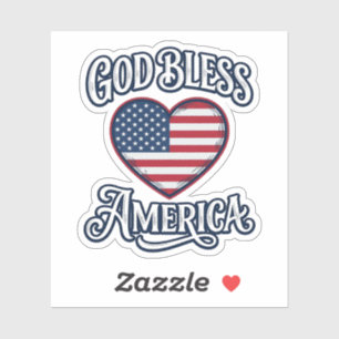Sticker Conception de chemise à cœur patriotique Dieu béni