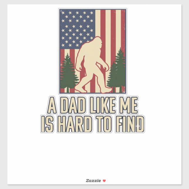 Sticker Conception de chemise Bigfoot Dad Vintage Drapeau  (Feuille)