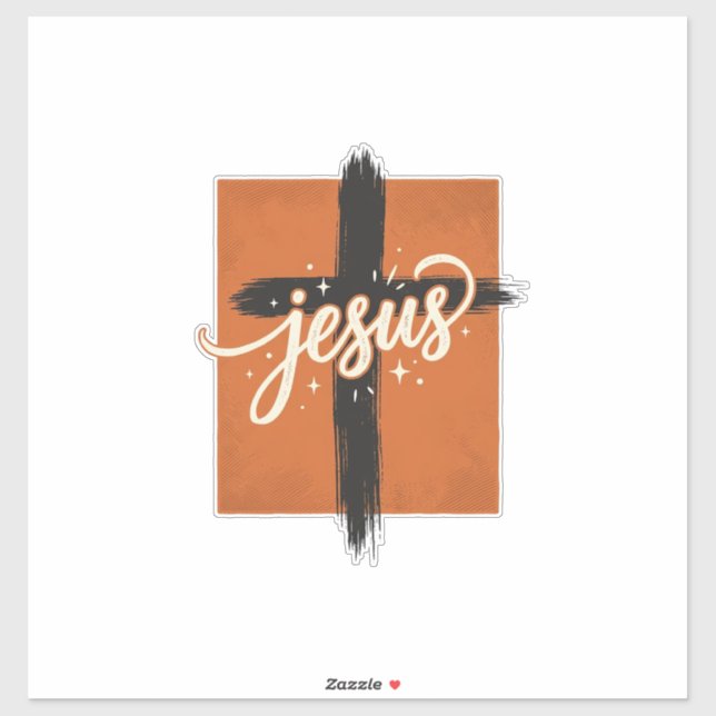 Sticker Conception de chemise chrétienne Croix Jésus vinta (Feuille)