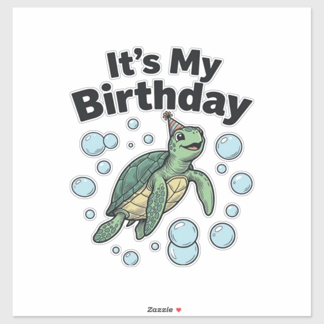 Sticker Conception de chemise d'anniversaire de tortue mar (Feuille)
