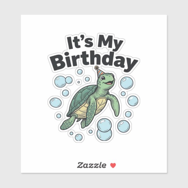 Sticker Conception de chemise d'anniversaire de tortue mar (Feuille)