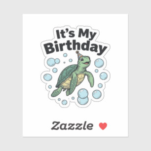 Sticker Conception de chemise d'anniversaire de tortue mar