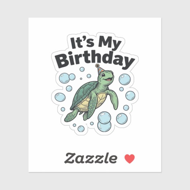 Sticker Conception de chemise d'anniversaire de tortue mar (Feuille)