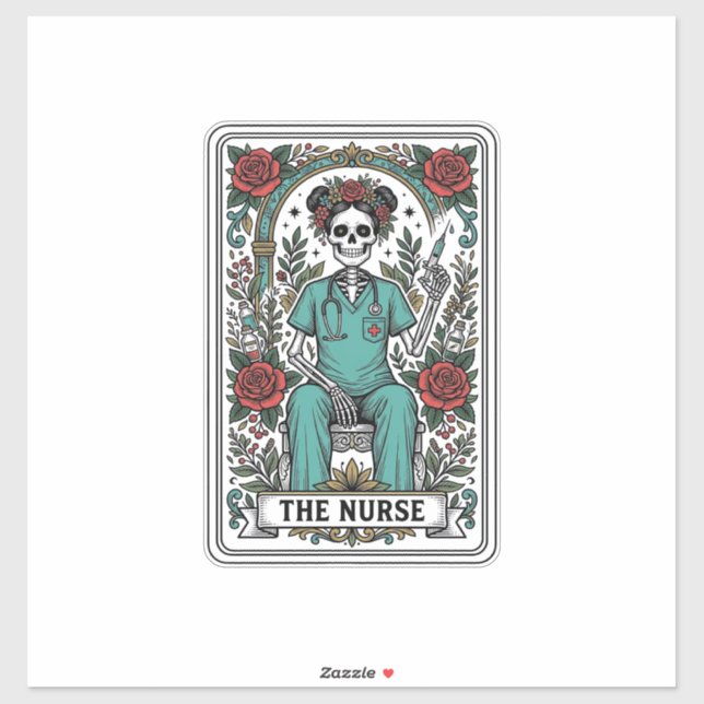 Sticker Conception de chemise de carte de tarot d'infirmiè (Feuille)