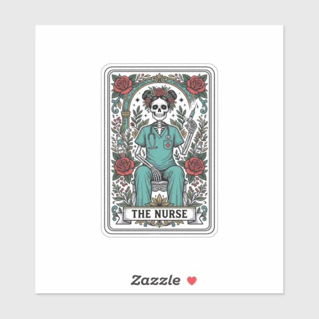 Sticker Conception de chemise de carte de tarot d'infirmiè (Feuille)