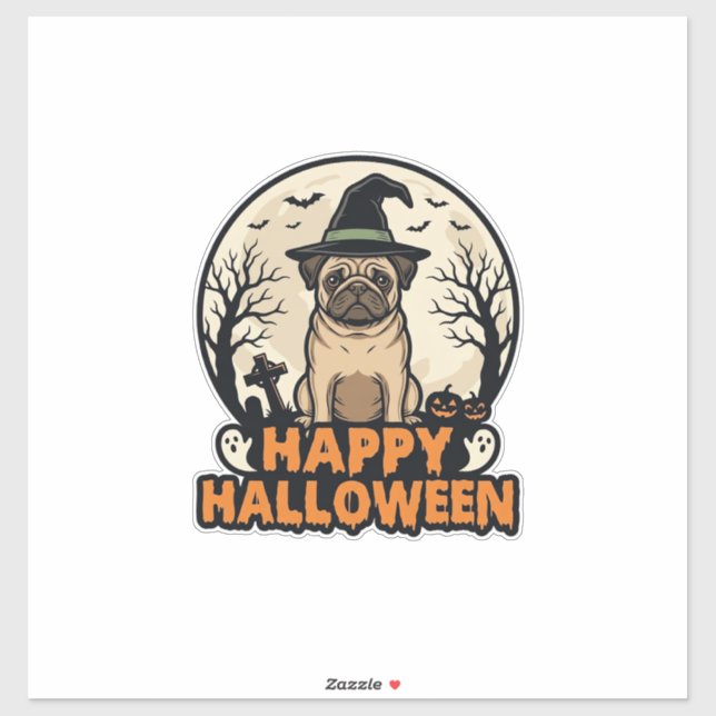 Sticker Conception de chemise de chapeau de sorcière Hallo (Feuille)