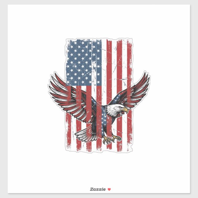 Sticker Conception de chemise de drapeau d'aigle patriotiq (Feuille)