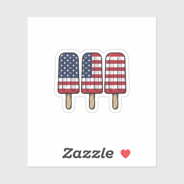 Sticker Conception de chemise de drapeau de popsicle patri (Feuille)