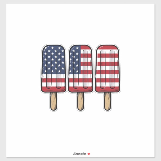 Sticker Conception de chemise de drapeau de popsicle patri (Feuille)