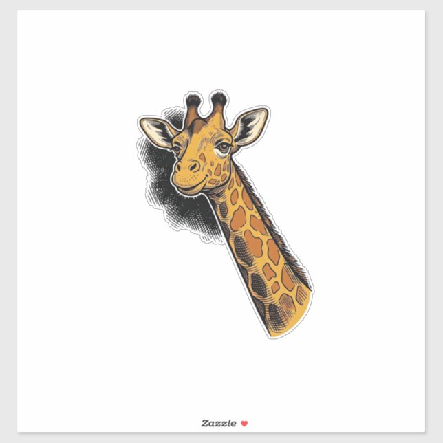 Sticker Conception de chemise de girafe mignonne gravée vi (Feuille)