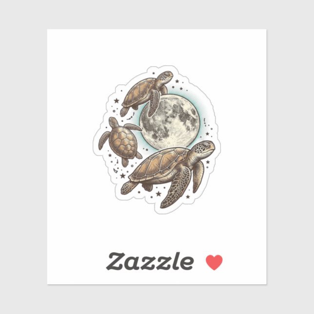 Sticker Conception de chemise de gravure de tortue de mer  (Feuille)
