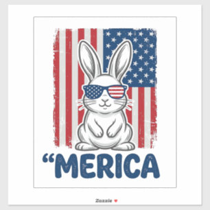 Sticker Conception de chemise de lapin patriotique Vintage
