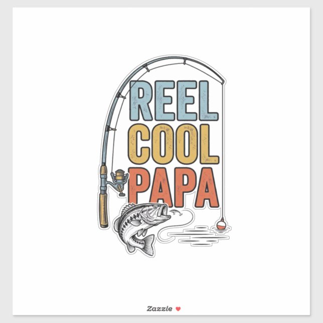 Sticker Conception de chemise de pêche Reel Cool Papa_1 (Feuille)