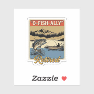 Sticker Conception de chemise de pêche vintage O-Fish-Ally