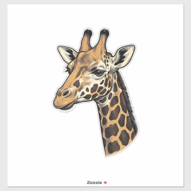 Sticker Conception de chemise de portrait de girafe gravur (Feuille)