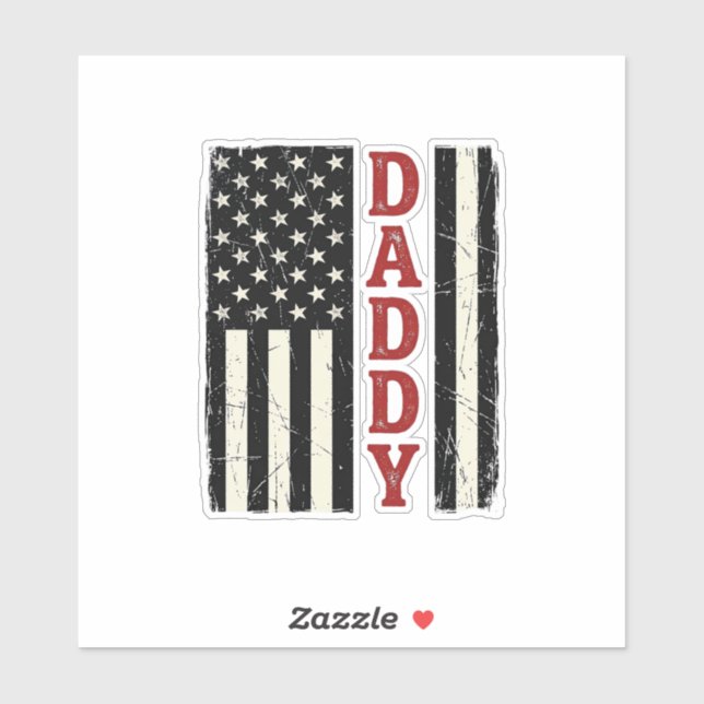 Sticker Conception de chemise Drapeau Américain Papa en dé (Feuille)