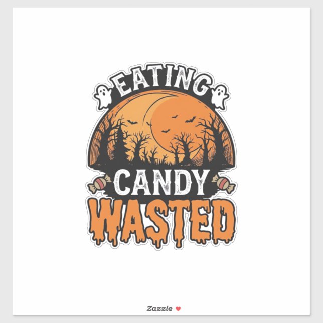 Sticker Conception de chemise effrayante vintage de bonbon (Feuille)