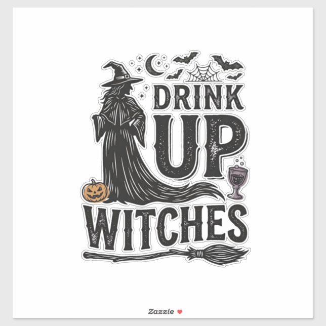 Sticker Conception de chemise Halloween sorcières buvez vi (Feuille)