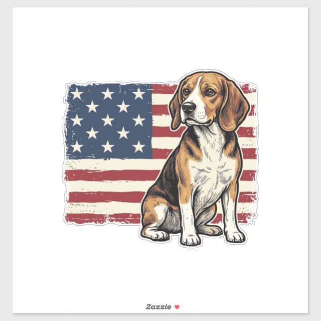 Sticker Conception de chemise pour chien de drapeau patrio (Feuille)