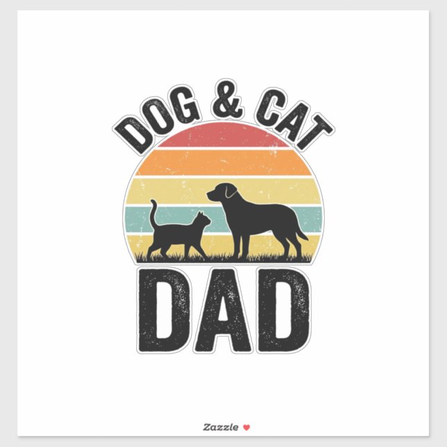 Sticker Conception de chemise pour papa chien et chat amat (Feuille)