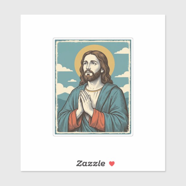 Sticker Conception de chemise religieuse de Sauveur priant (Feuille)