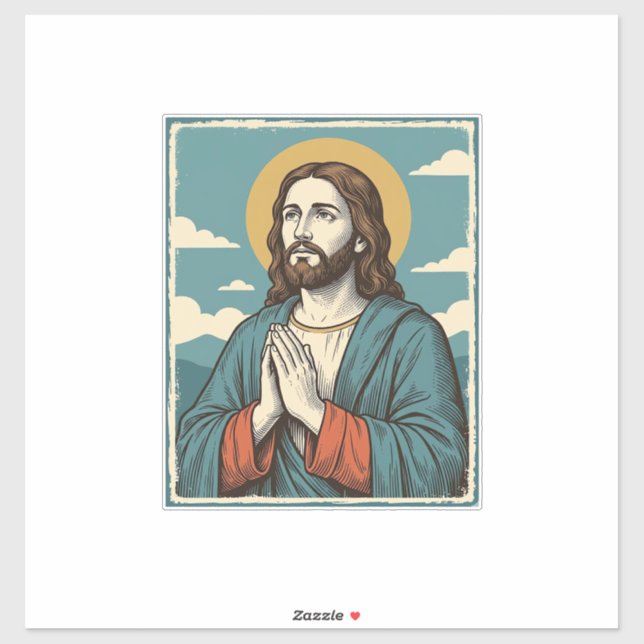 Sticker Conception de chemise religieuse Sauveur priant vi (Feuille)