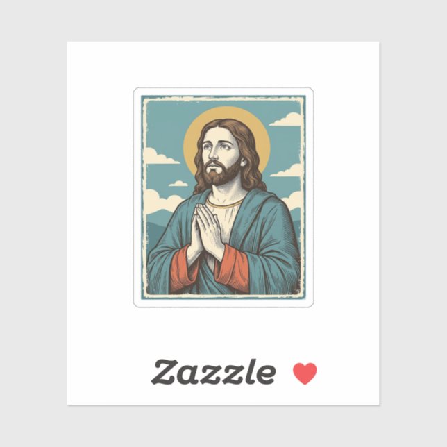 Sticker Conception de chemise religieuse Sauveur priant vi (Feuille)