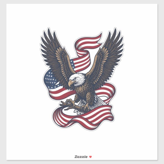 Sticker Conception de chemise vectorielle aigle patriotiqu (Feuille)