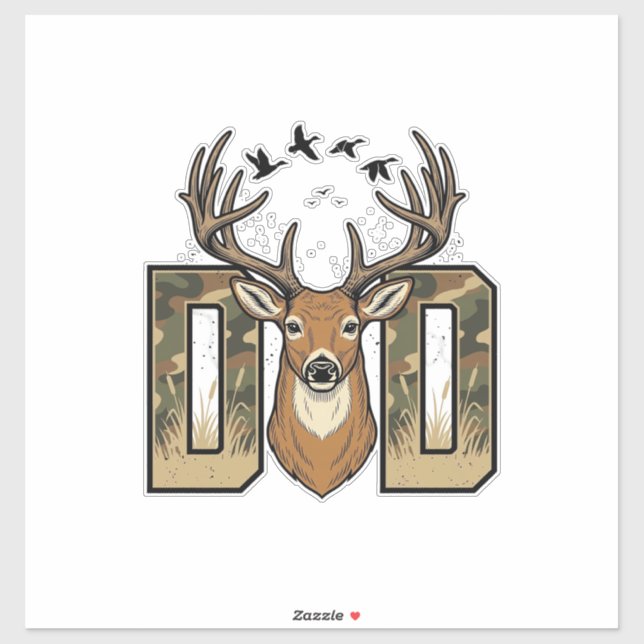 Sticker Conception de chemise vectorielle Buck Camo Papa c (Feuille)