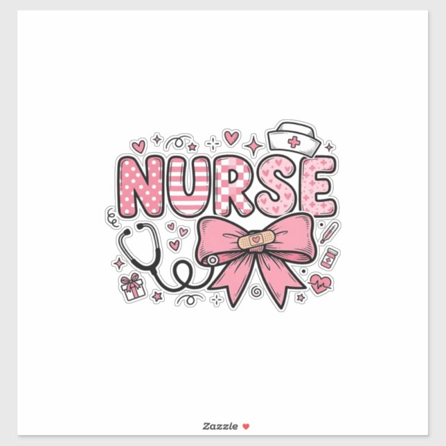 Sticker Conception de chemise vectorielle Cute Nurse Bow H (Feuille)