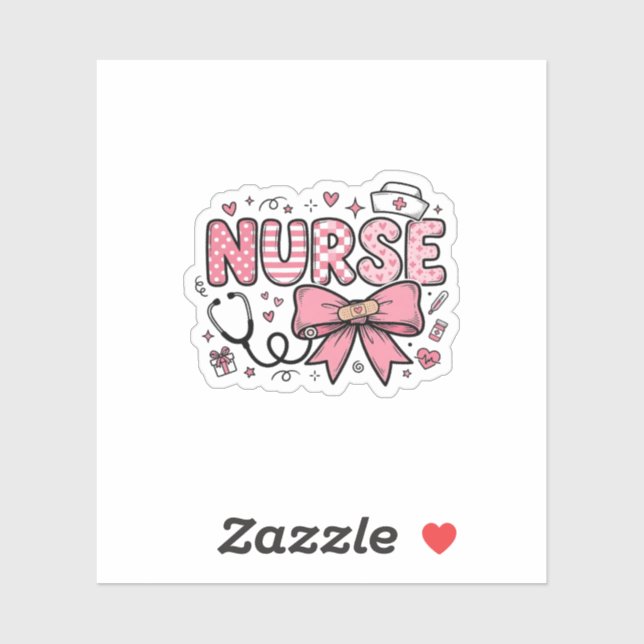 Sticker Conception de chemise vectorielle Cute Nurse Bow H (Feuille)