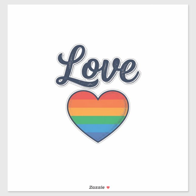 Sticker Conception de chemise vectorielle Love Rainbow Hea (Feuille)