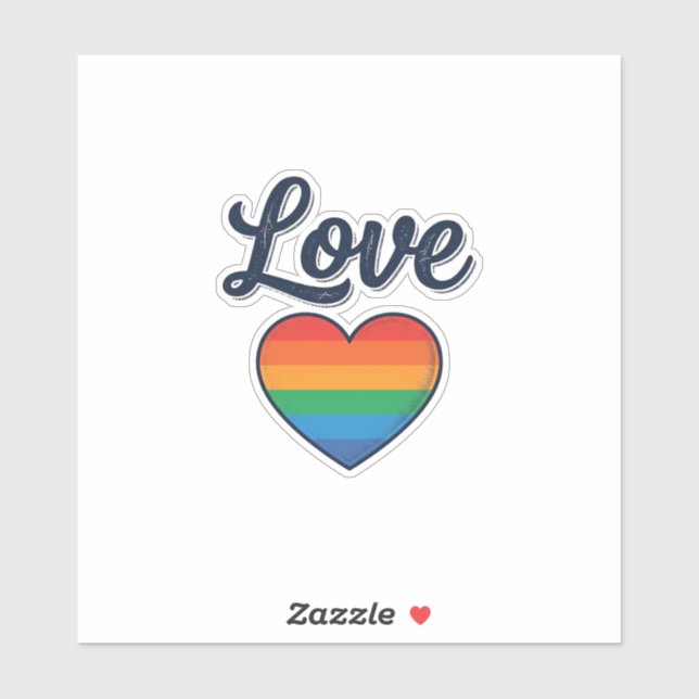 Sticker Conception de chemise vectorielle Love Rainbow Hea (Feuille)