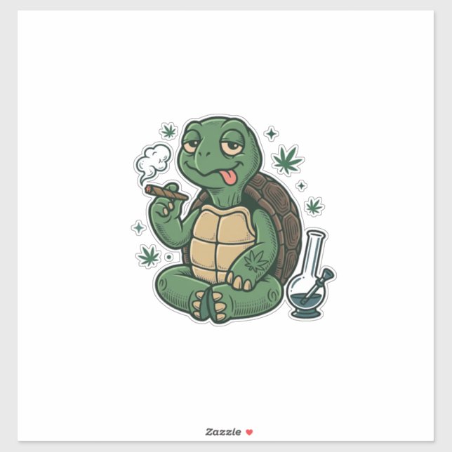 Sticker Conception de chemise vectorielle tortue stoner vi (Feuille)