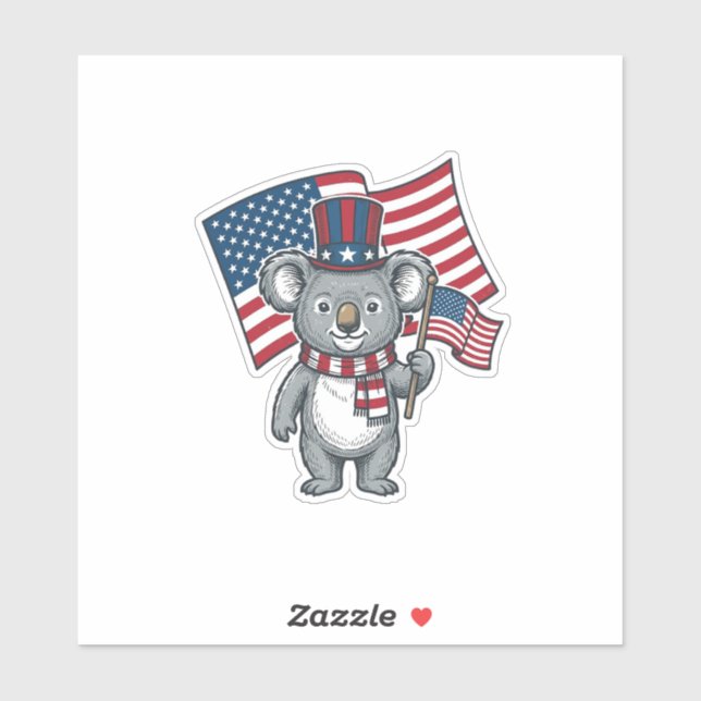 Sticker Conception de chemise vintage patriotique koala dr (Feuille)